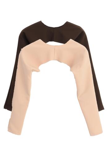 PİNKMARK Pinkmark Women's Inner Weared Teseture Beige Brown 2-Pack Bolero Bluz Sleeve Mcpmbl25625