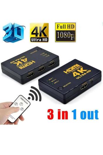 MAXGO 2127 4k Hdmi Çoklayıcı Çoğaltıcı Switch Splitter 3 Port Kumandalı Ultra Hd