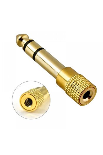 Derwell Gold 3.5mm To 6.3mm Çevirici 6.3 Mm Erkek 3.5 Mm Dişi Adaptör Stereo Kulaklık Mikrofon Dönüştürücü