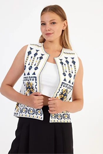 VİOLETTE Embroidered Ethnic Pattern Vest