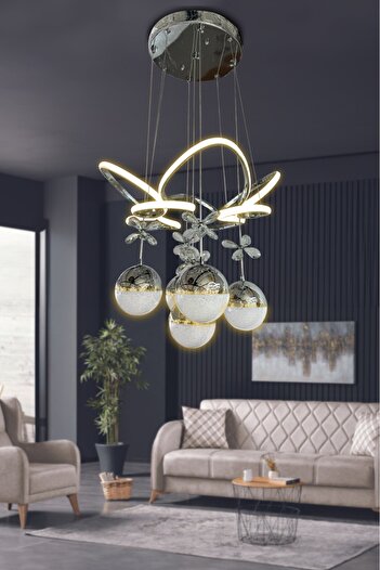 RSCOLLECTIONS Kral Tacı Led Avize 5 Toplu Led Avize 3 Renk