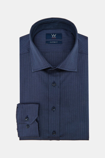 W Collection LACİVERT ÇİZGİLİ DESENLI GÖMLEK