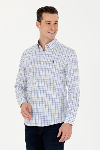 U.S. Polo Assn. Erkek Ekoseli Mavi Gömlek 50279453-VR036