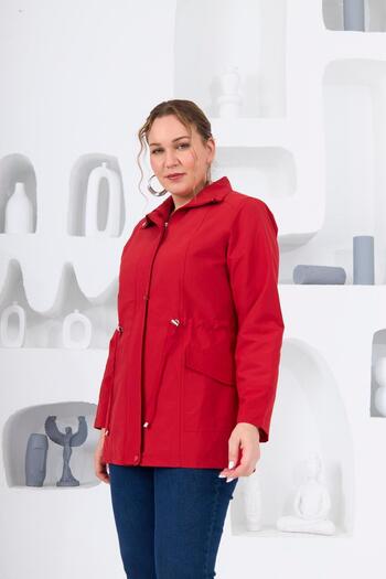 RMG Red Plus Size Lined Trench Coat