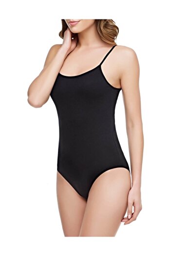 Tutku 6-Piece Lycra Rope Strap Snap-On Women's Bodysuit Black