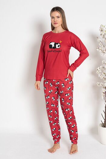 REMSA 24486 Model Red Women's Thermal Pajama Set