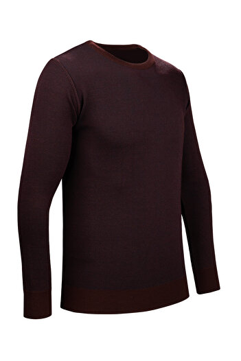 Çizgi Triko Men's Striped Knitwear Sweater - Zero Collar, Patterned Sleeves and Waist Elastics, Steel Knit Classic Fit - 5015C