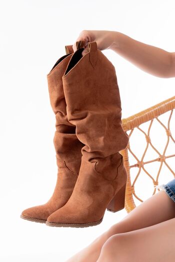 serkanseyyid LS-1884 Tan Suede Daily Γυναικείες Μπότες