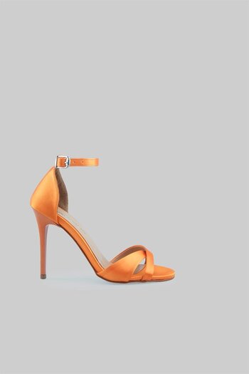 sovrana Satin Heeled Shoes Orange Satin