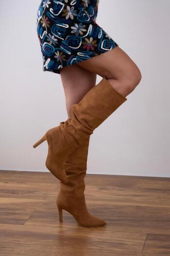 sovrana Μπότες Tan Suede Long Bellows