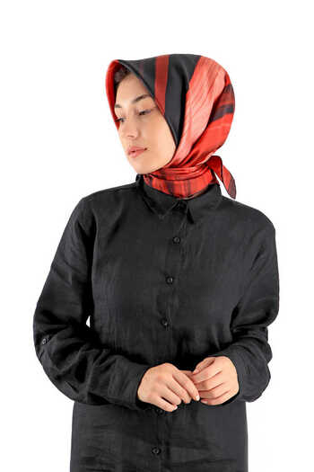 Bursa İpek Burgundy Breeze Pattern Twill Silk Scarf