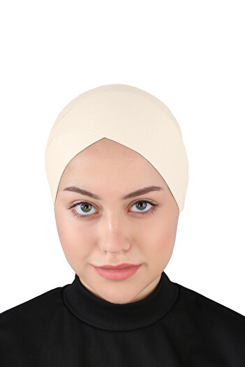 Ecardin Cross Hijab Bone Practical Cross - ST264 Ανοιχτό Μπεζ