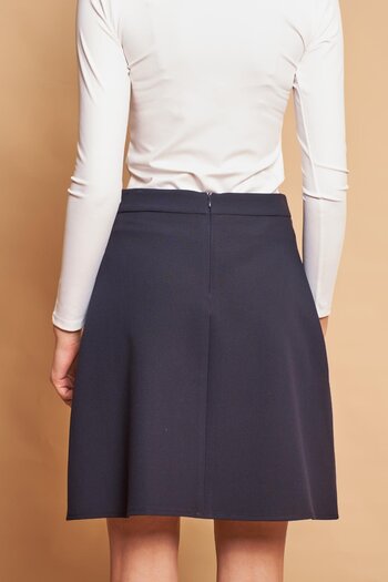 Jument High Waist Light Lycra Fabric Knee Length A-Line Skirt-Navy Blue