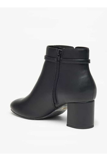 Celeste Women's Solid Ankle Boots with Zip Closure and Block Heels