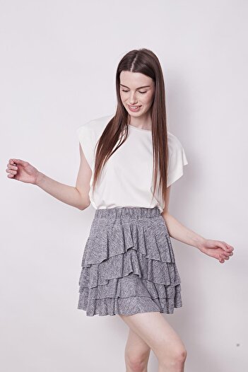 Jument Indigo Mykonos Skirt - Above Knee, Frilly Summer Fabric