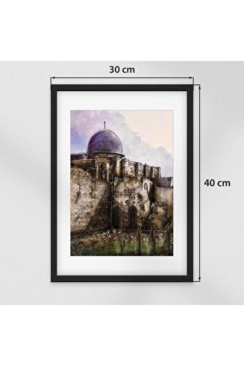 Zaytoon Digital Palestinian Mosque Wall Decoration - 30*40 P00003, with Qibla Frame from the Corner