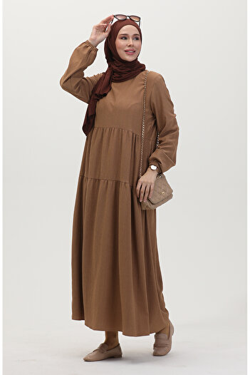 sefamerve Mink Gathered Wrap Dress - 1048-04