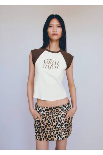 MANGO Woman Patterned Cotton T-Shirt