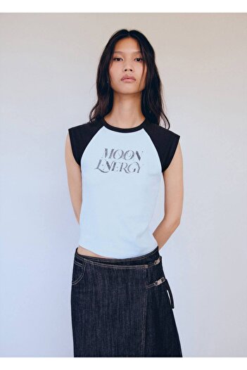 MANGO Woman Tricou din bumbac cu model