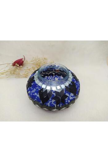 Hd Marketim Mosaic Handcrafted Medium Size 10 cm Lamp Glass Head Blue