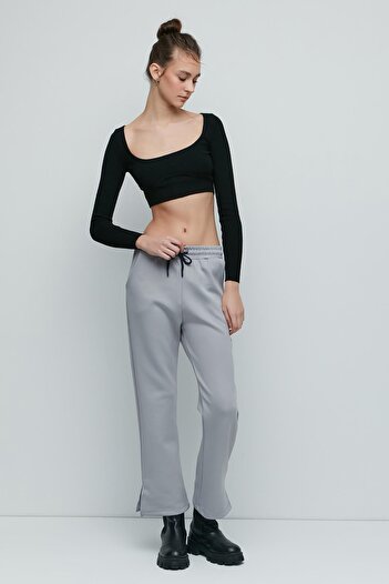 C&City Gray 843 Model Slit Spanish Leg Sweatpants