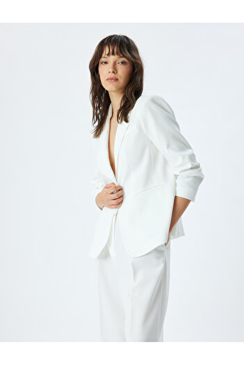 Koton Classic Blazer Jacket 3/4 Sleeve Double Breasted Pocket Regular Fit