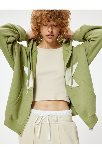 Koton Φούτερ με Star Embroidered Oversize Hooded - Pocket Detailed Hoodie
