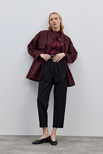 Fahhar Claret Red Women's Jacket - With Bellows and Pockets