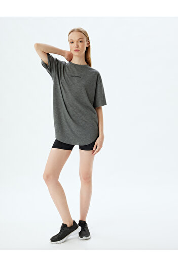 Koton Αθλητικό μπλουζάκι Oversize Slogan Printed Crew Neck
