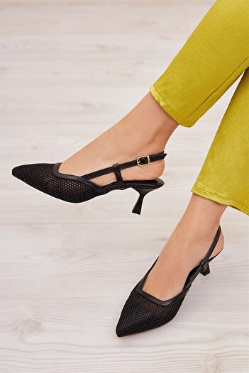 KCMN Feles Short Heeled Mesh Women's Shoes Black