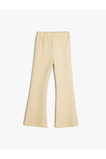 Koton Tweed Cotton Slim Fit Spanish Leg Trousers - Elastic Waist