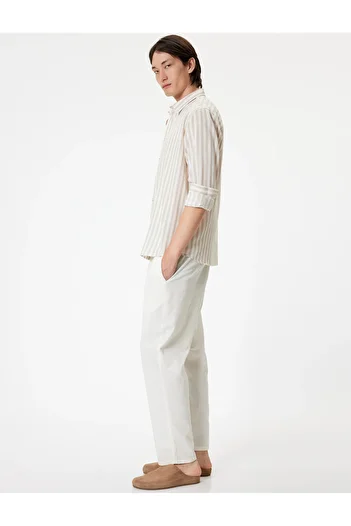 Koton Slim Fit Shirt Long Sleeve Button Collar Detailed Cotton Blend
