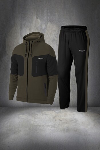 POSEIDON STORM Men's Khaki New Supra Combed Cotton Fabric Special Model Hooded All Seasons Tracksuit Set S-3Xl
