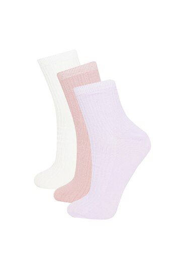 DeFacto Women's 3-Piece Cotton Socks C6461Axns