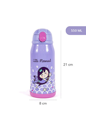 Milk & Moo MILK&MOO Steel Kids Water Bottle with Bag Mermaid 550 ml/18.5 oz