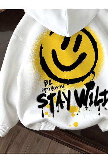 PENTHİLUS Φούτερ Optiastic Stay Wild - Λευκό Oversize Hooded