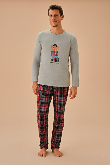 SUWEN Teddy Bear Men's Pajama Set
