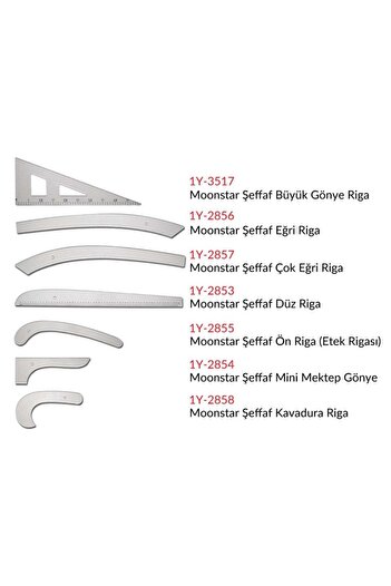 Moonstar Transparent Plastic Riga Ruler Set (7 Pieces)
