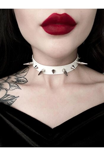 DarkellaStore Gothic Punk Spiky Spike Patent Leather Choker Neck Collar