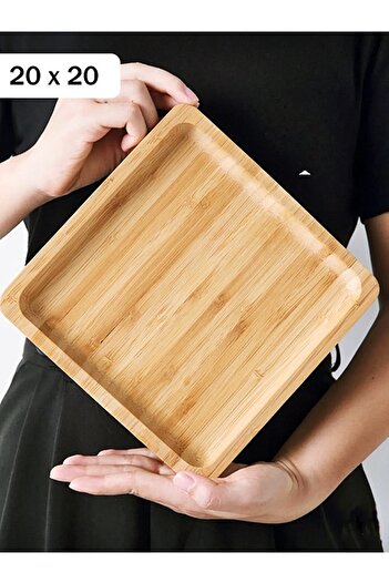 Bonjour 6 Pieces Bamboo Square Serving Plates, Presentation Set (20x20 cm)