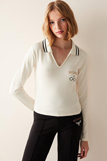 Penti Polo Collar White Top - Harry Potter Collection