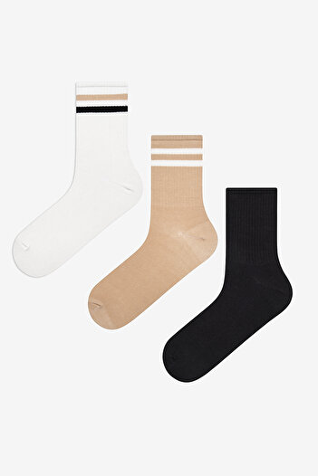 Penti Men's Striped 3-Piece Skin Colored Socks