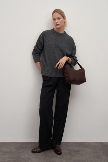 mathilda store Anthracite Crew Neck Wool Blended Sweater