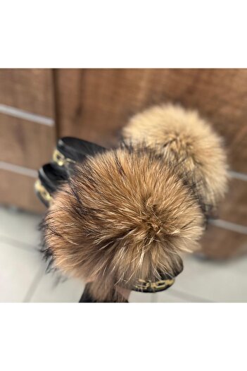 green norths Women Genuine Leather Fur Slippers