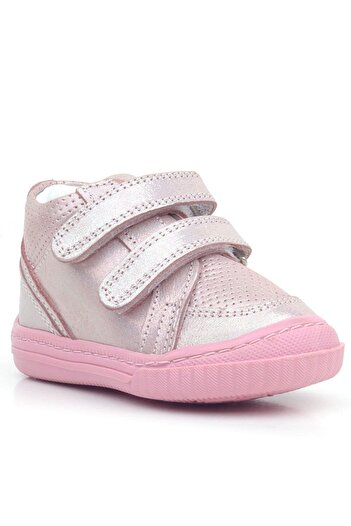 Rakerplus Pink Glitter and Velcro Genuine Leather Baby Girl Boots - Raya
