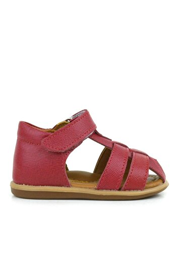 Rakerplus Genuine Leather Red Velcro Baby Sandals Shoes