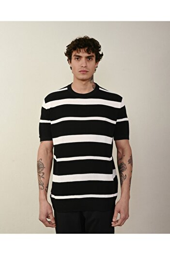 İLKCET MODA Υπερμεγέθη ριγέ Premium πλεκτό T-Shirt