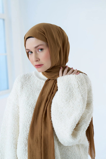 Modakaşmir Neo Cotton Shawl Caramel Color