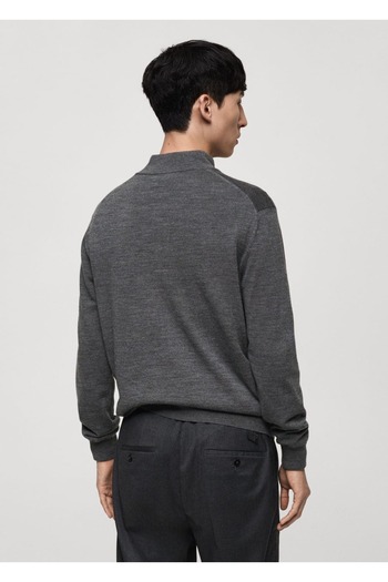 MANGO Man %100 Merino Yünlü Fermuarlı Yakalı Kazak