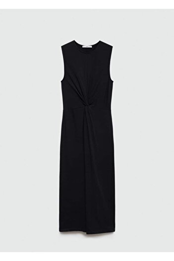 MANGO Woman Drape detaylı midi elbise